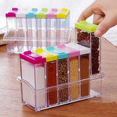 Transparent Spice Jar Colorful Lid Seasoning Box Set of 6pcs