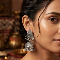 Oxidized Silver Traditional Jhumka Earring