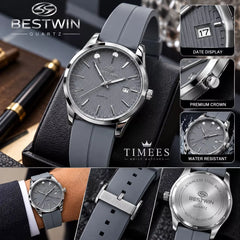 BESTWIN Stylish Gents Quartz Watch with Textured Dial - With Box
