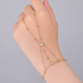 Minimalist Gold Hand Chain - Beaded Solitaire - Each