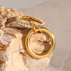 Stainless Steel Luxury Double Layer Ring