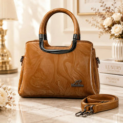Kangaroo Kingdom Marble Print Top Handle Shoulder Bag with Strap