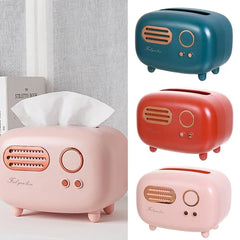 Retro Radio Tissue Box - Vintage Style Desktop Tissue Holder