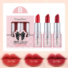 3 Pcs Dragon Ranee Pearlescent Glitter Lipstick Set