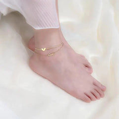 Double-Layer LOVE Heart Anklet