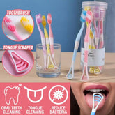 2in1 Toothbrush With Tongue Cleaner - 8 Pcs