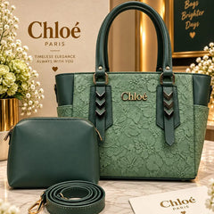 Embossed Floral Handbag Set