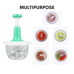 Manual Food Chopper Speedy Chopper with 3 Curved Stainless Steel Blades