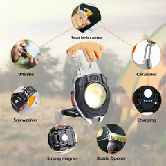 Rechargeable 7-in-1 Keychain Light with 500 Lumens and Magnetic Base
