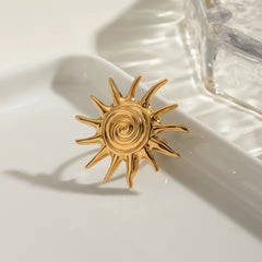 Gold Spiral Sunburst Free Size Ring - Each