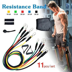 Premium Resistance Band Set for Home Workouts - 11 Piece Elastic Fitness Exercise Tubes with Carrying Pouch