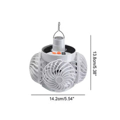 Portable Foldable Ceiling Fan Light LED Solar Bulb Lamp With 4 Mini Fan