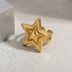 Gold Layered Star Free Size Ring - Each