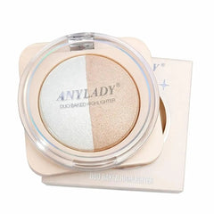 ANYLADY Duo Baked Highlighter Compact – 2-in-1 Shimmer & Glow Powder