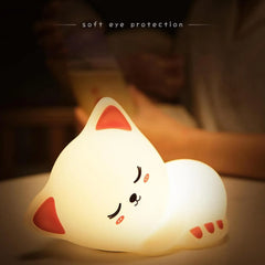 Cute Sleeping Cat Silicone LED Night Light