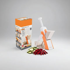 Multi-Functional Spring-Loaded Vegetable Slicer and Dicer with Container-Each
