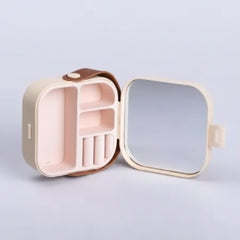 Mini Portable Travel Jewelry Box Organizer with Mirror