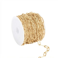 Gold Oval Paperclip Chain Spool Permanent Bracelet - 5m