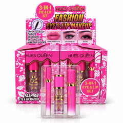 HUES QUEEN 3-in-1 Eye & Lip Set – Lip Oil, Eyeliner & Mascara