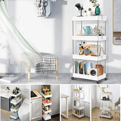 Slim Slide-Out Rolling Storage Cart Organizer with Wheels
