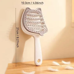 Cute Cat-Eared Hollow Out Detangling Hair Brush with Removable Base -Each