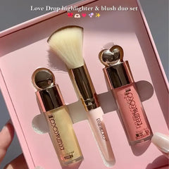 Kevin & Coco Liquid Highlighter, Liquid Blush & Brush Set