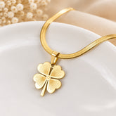 Stainless Steel Gold Four Leaf Clover Chain Necklace