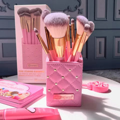 BH Cosmetics Quilted Makeup Brush with Holder - 13 Piece Brush Set