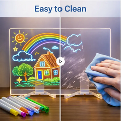 LED Acrylic Note Board with Colorful Marker Pens & Erasable Cleaning Cloth