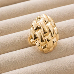 Gold Braided Oval Ring