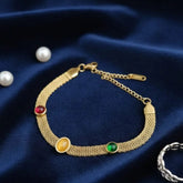Stainless Steel Multicolor Stone Accents Bracelet - each