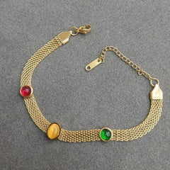 Stainless Steel Multicolor Stone Accents Bracelet - each