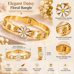 Golden Double Band Daisy Flower Bangle