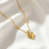 Gold Plated Puffy Heart Necklace