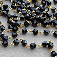Black Faceted Crystal Bead Permanent Bracelet