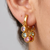 Gold Multicolor Crystal Charm Huggie Earring
