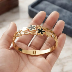 Gold Plated Multi Flower Enamel Bangle