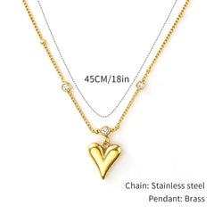Gold Plated Puffy Heart Necklace