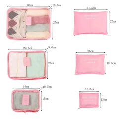 6pcs/Set Travel Storage Bag Portable Luggage Clothes Tidy Pouch Zip Toiletry Organizer