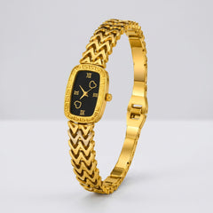 Gold Heart Dial Bangle Watch