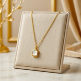 Gold-Plated Square Pendant Chain Necklace