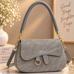 Marble Pattern Flap Crossbody Handbag