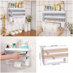 4 in 1 Wall-Mounted Foil, Cling Film & Paper Towel Holder