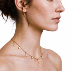 Gold Crystal Dangle Charm Necklace