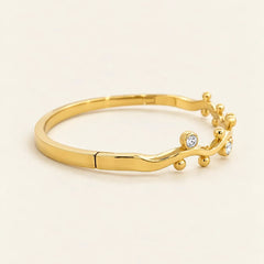 Gold Wavy Crystal Bangle Bracelet