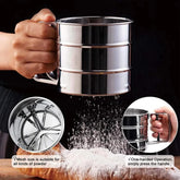 Stainless Steel Flour Strainer for Easy, Mess-Free Sifting of 3 Cups