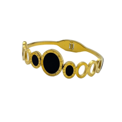 Gold Plated Roman Numeral Black Oval Bracelet
