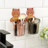 Cute Bear Cup Wall Mounted Toothbrush, Toothpaste, Razor Holder