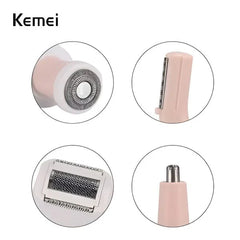 Kemei KM-3024 4-in-1 Rechargeable Hair Remover Shaver for Women