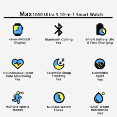 Maixinn Max 1050 Ultra 3 Smart Watch 10 in 1